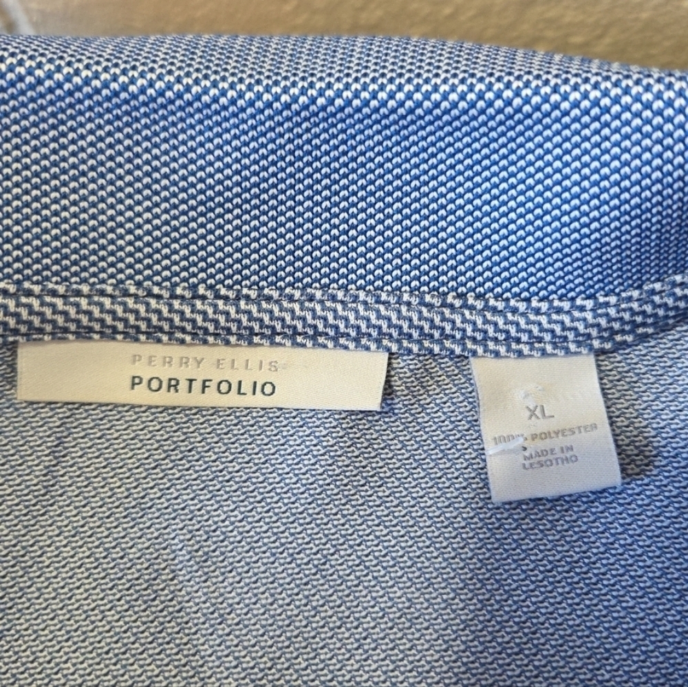 Perry Ellis Portfolio Polo Golf‎ Shirt Blue 100% Polyester Size XL - Picture 7 of 9